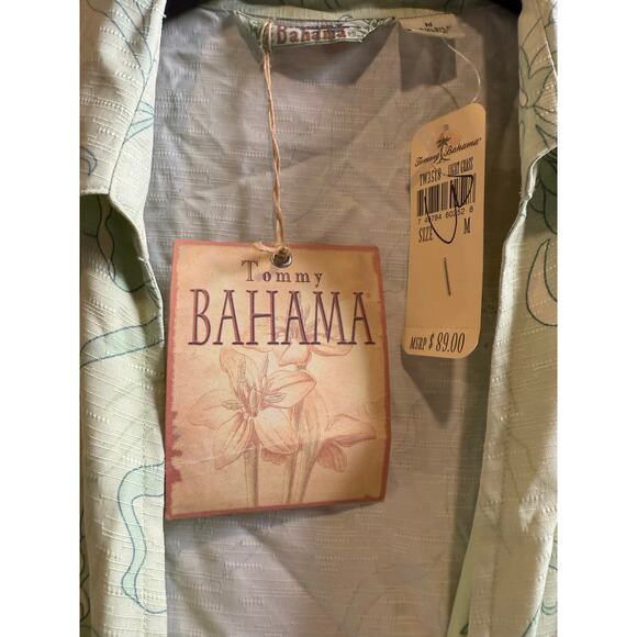 Tommy Bahama Sleeveless Button-Up Tie-Front Top-Lt Green & Blue Floral - Picture 3 of 9